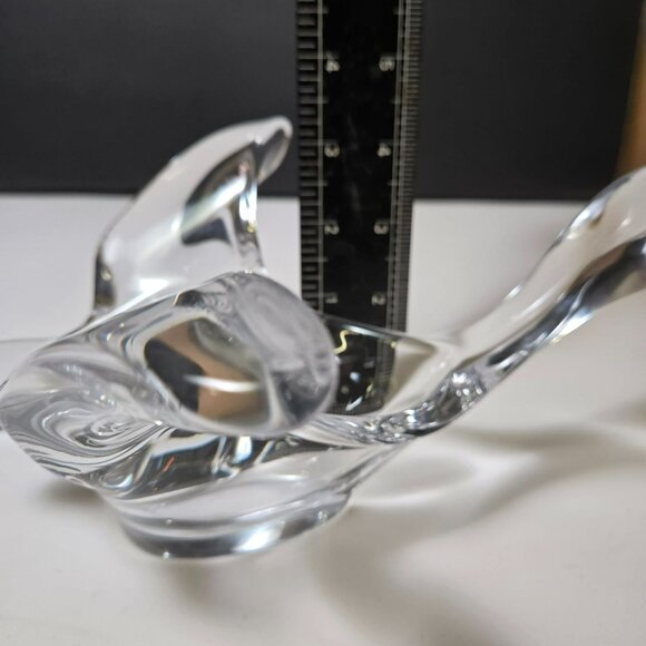 Vintage Mid-Century Modern Heavy Lead Crystal Flying Bird Clear Art Glass Bowl - Picture 11 of 12